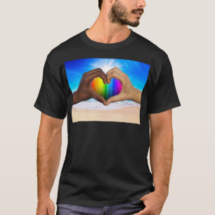 SlipperyJoe lebendiger Regenbogenfarbverlauf Herz T-Shirt
