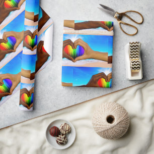 SlipperyJoe lebendiger Regenbogenverlauf Herz inte Geschenkpapier