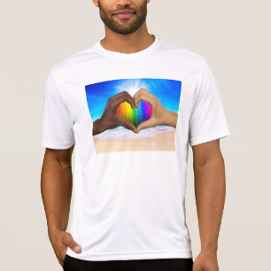 SlipperyJoe lebendiger Regenbogenverlauf Herz inte T-Shirt