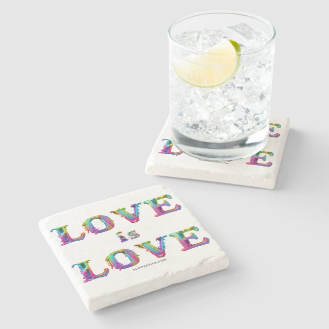 SlipperyJoe Liebe ist Liebe tropfend schmelzend dy Steinuntersetzer (Seitenansicht)