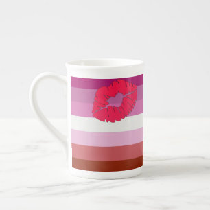 SlipperyJoe Lippenstift lesbische Pride-Flagge fem Prozellantasse