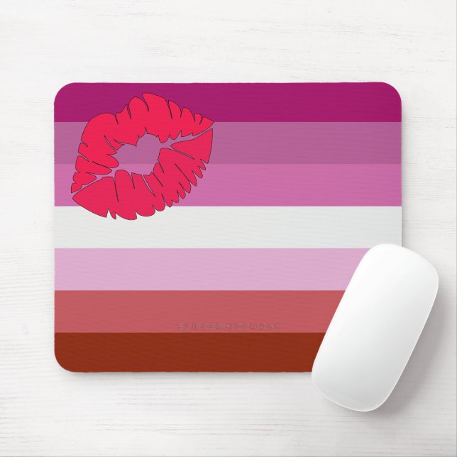 SlipperyJoe Lippenstift Lesbische Strichflagge Fem Mousepad (Mit Mouse)