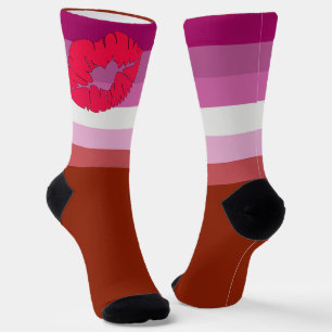 SlipperyJoe Lippenstift Lesbische Strichflagge Fem Socken