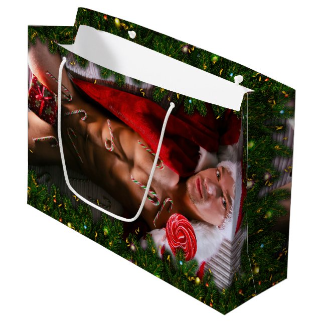 SlipperyJoe männliche Brustkorb Sechserpack Bauchs Große Geschenktüte (Vorderseite Schrägansicht)