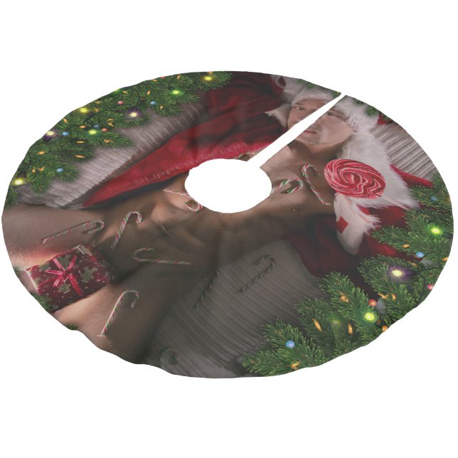 SlipperyJoe männliche Brustkorb Sechserpack Bauchs Polyester Weihnachtsbaumdecke (Schrägansicht)