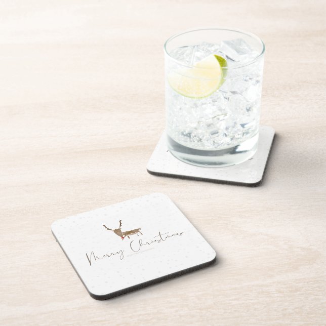 SlipperyJoe Merry Weihnachtsrentiere rote Nase ant Getränkeuntersetzer (Rechte Seite)