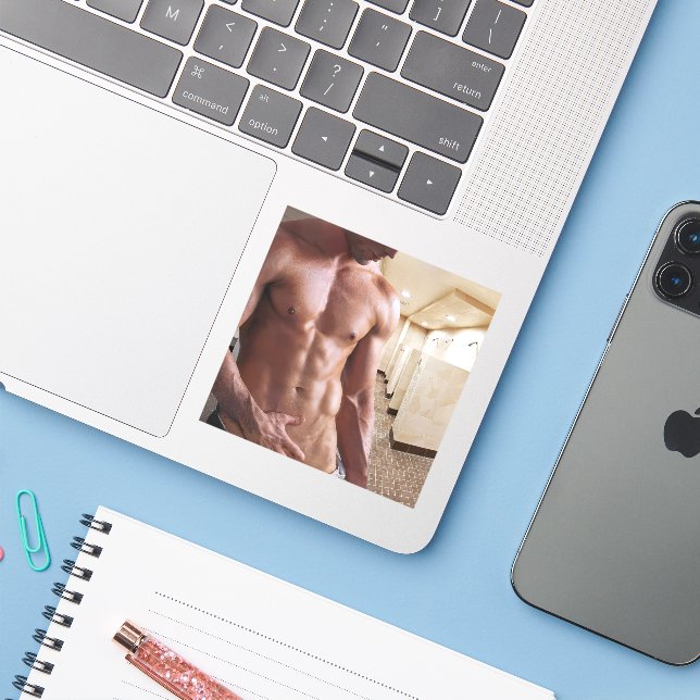 SlipperyJoe-Muschelmuskulatur-Armbanduhr Aufkleber (Laptop mit iPhone)