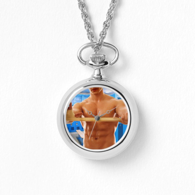 SlipperyJoe Musculus man abs locker Raum gekachelt Armbanduhr (Vorderseite)