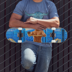 SlipperyJoe Musculus man abs locker Raum gekachelt Skateboard