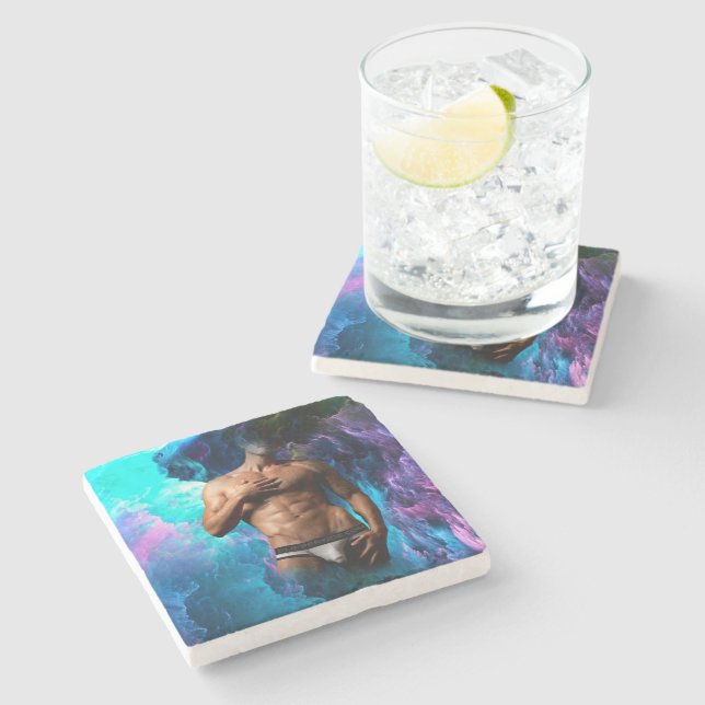 SlipperyJoe Muskel-Unterhosen-Wulst lebhaft h Steinuntersetzer (Seitenansicht)