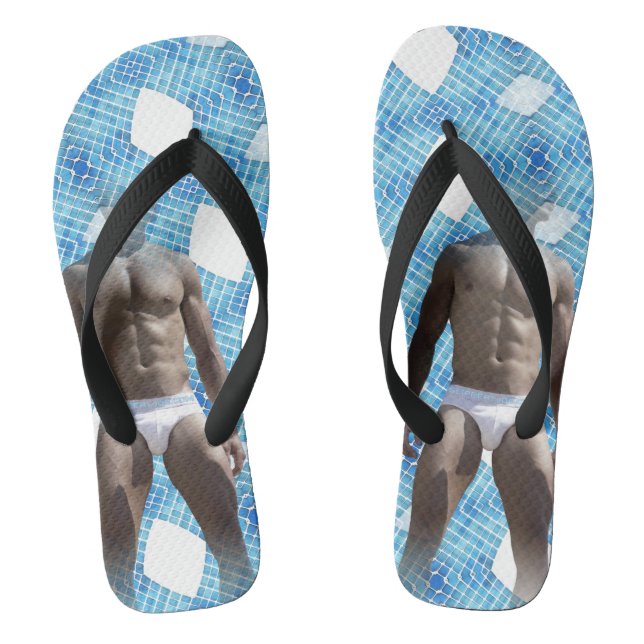 SlipperyJoe muskulöser Mann sechs Packungen abs mä Flip Flops (Fußbett)