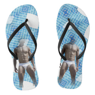 SlipperyJoe muskulöser Mann sechs Packungen abs mä Flip Flops
