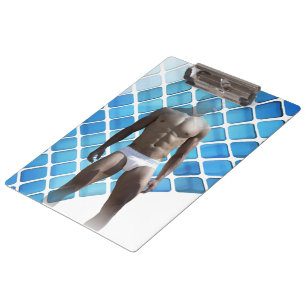 SlipperyJoe muskulöser Mann sechs Packungen abs mä Klemmbrett