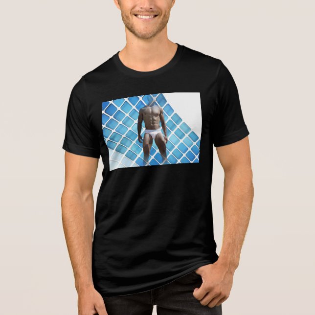 SlipperyJoe muskulöser Mann sechs Packungen abs mä Tri-Blend Shirt (Vorderseite)