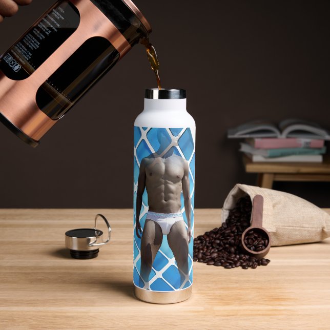SlipperyJoe muskulöser Mann sechs Packungen abs mä Trinkflasche (Kaffee)