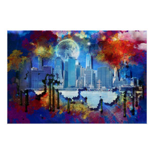 SlipperyJoe NYC Graffiti Mond umgeben von wirbelnd Poster