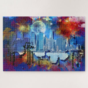 SlipperyJoe NYC Graffiti Mond umgeben von wirbelnd Puzzle