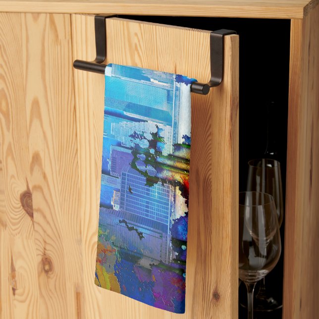 SlipperyJoe NYC Graffiti-Moon umringt wirbelnd Geschirrtuch (Drittel gefaltet)