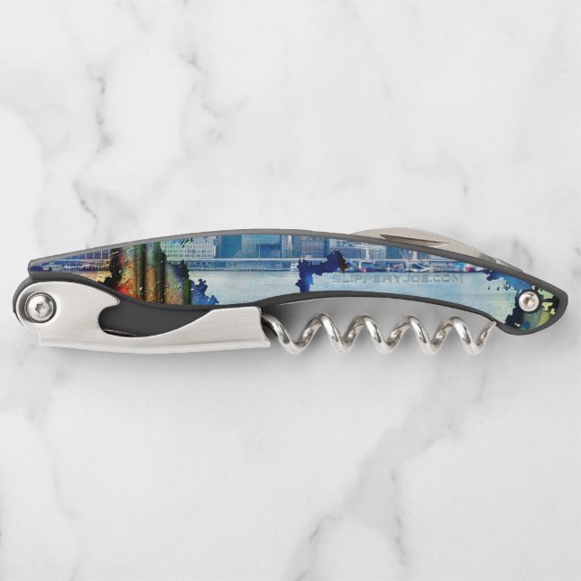 SlipperyJoe NYC Graffiti-Moon umringt wirbelnd Kellnermesser (Vorderseite)