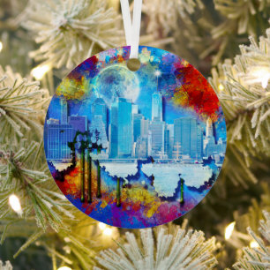SlipperyJoe NYC Graffiti-Moon umringt wirbelnd Ornament Aus Metall