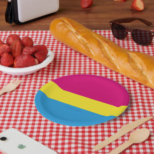 SlipperyJoe pansexual Stolz Fahne rosa Bernstein Pappteller