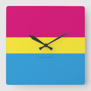 SlipperyJoe pansexual Stolz Fahne rosa Bernstein Quadratische Wanduhr