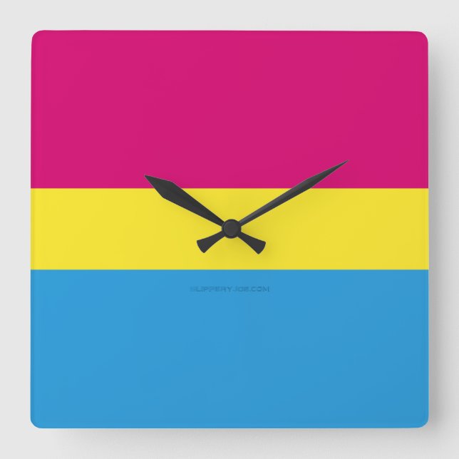 SlipperyJoe pansexual Stolz Fahne rosa Bernstein Quadratische Wanduhr (Vorderseite)