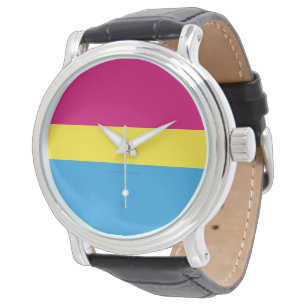SlipperyJoe pansexuelle Pride-Flagge pink Bernstei Armbanduhr