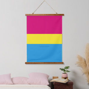 SlipperyJoe pansexuelle Pride-Flagge pink bernstei Wandteppich Mit Holzrahmen