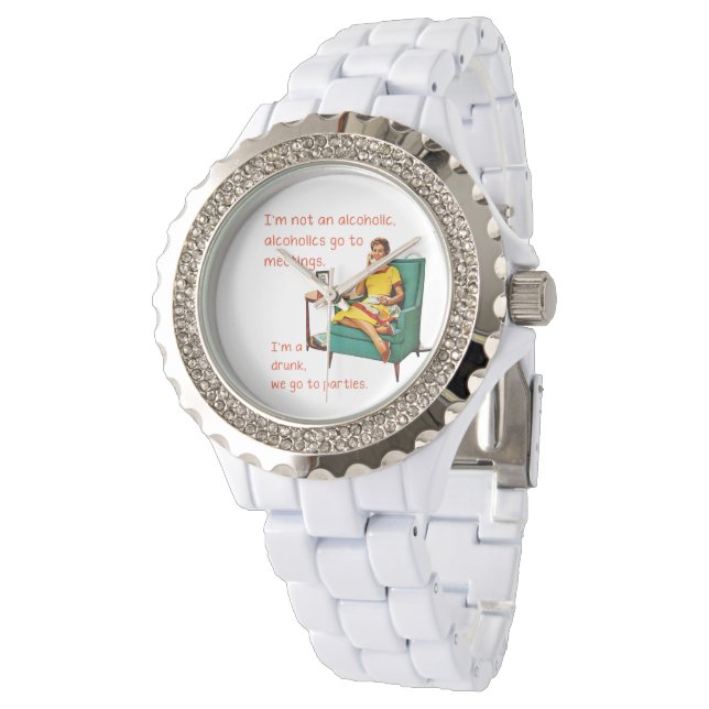 SlipperyJoe sozialisiert Trinken Party Vintag Armbanduhr (Schrägansicht)