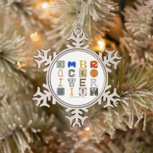 SlipperyJoe umarmt Vielfalt Metapher LGBTQIA glo Schneeflocken Zinn-Ornament