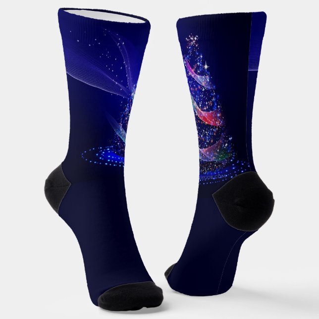 SlipperyJoe Weihnachtsbaum digital transluzent rot Socken (Gewinkelt)