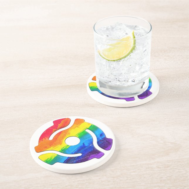 SlipperyJoe's 45-RPM-Plattenadaptervibran Getränkeuntersetzer (Seite)