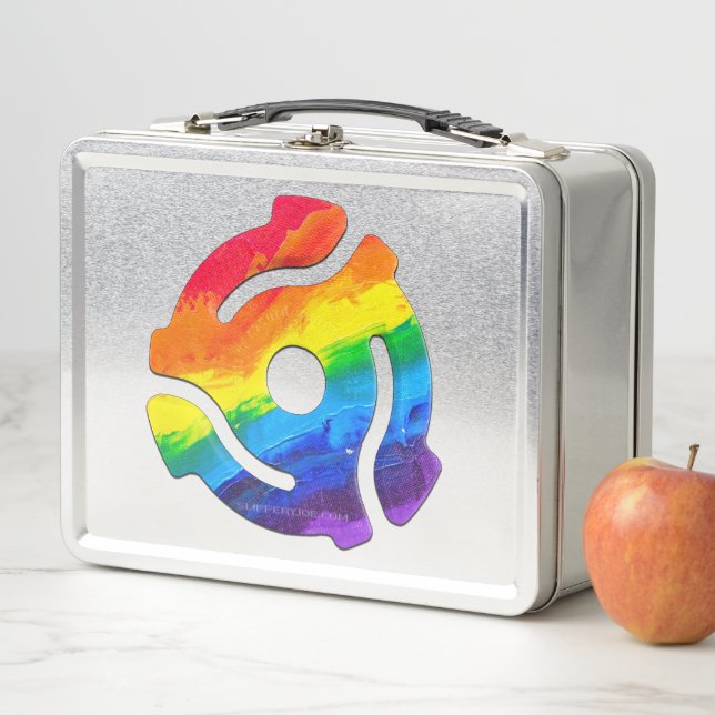 SlipperyJoe's 45-RPM-Plattenadaptervibran Metall Brotdose (Beispiel)