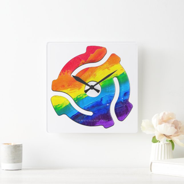 SlipperyJoe's 45-RPM-Plattenadaptervibran Quadratische Wanduhr (Zuhause)