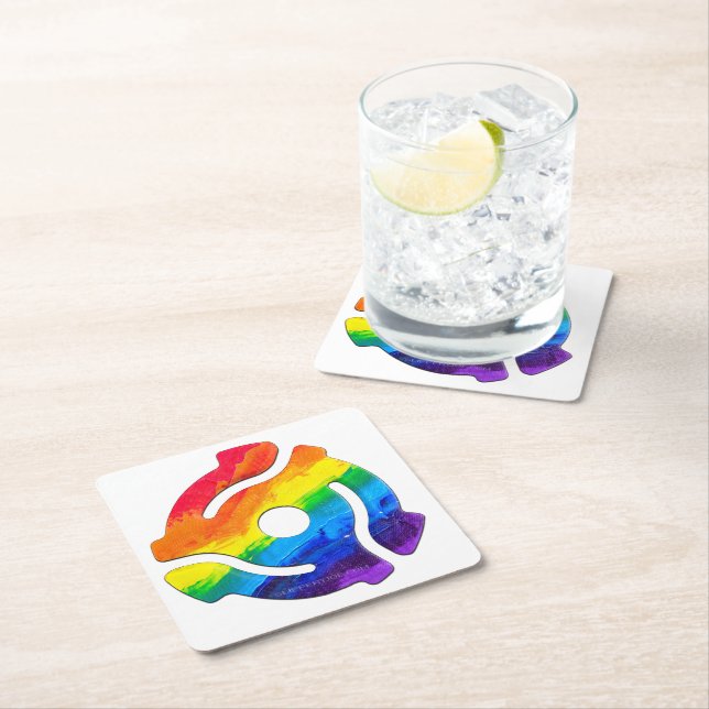 SlipperyJoe's 45-RPM-Plattenadaptervibran Rechteckiger Pappuntersetzer (Vor Ort)