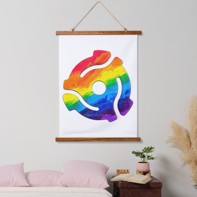 SlipperyJoe's 45-RPM-Plattenadaptervibran Wandteppich Mit Holzrahmen (Schlafzimmer)