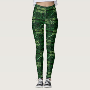 SlipperyJoe's 69 Binärkode, dynamischer grüner Com Leggings