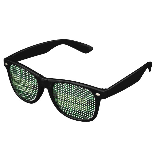 SlipperyJoe's 69 Binärkode, dynamischer grüner Com Partybrille (Schrägansicht)