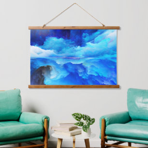 SlipperyJoe's abstrakte Wolkengemälde farbenfrohe  Wandteppich Mit Holzrahmen