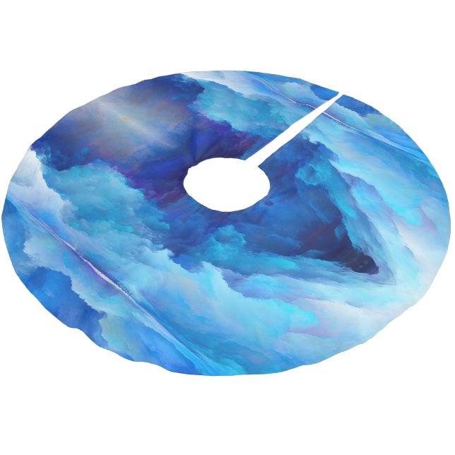 SlipperyJoe's abstraktes Cloud-Kunstwerk, farbenfr Polyester Weihnachtsbaumdecke (Schrägansicht)