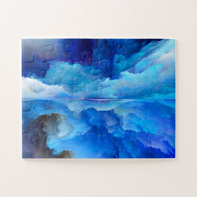 SlipperyJoe's abstraktes Cloud-Kunstwerk, farbenfr Puzzle (Horizontal)