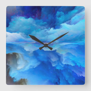 SlipperyJoe's abstraktes Cloud-Kunstwerk, farbenfr Quadratische Wanduhr