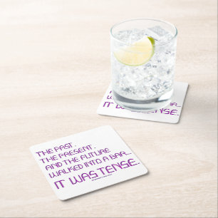 SlipperyJoe's angespanntes Wort über die Zukunft l Rechteckiger Pappuntersetzer