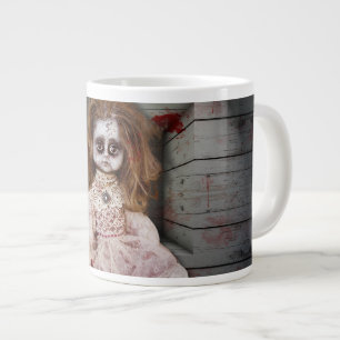 SlipperyJoe's antike gespenstische Porzellanpuppe Jumbo-Tasse