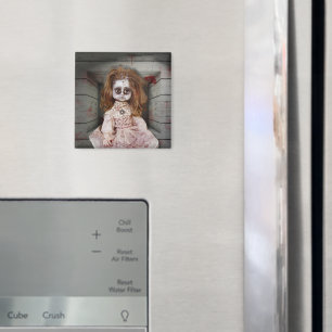 SlipperyJoe's antike gruselige Porzellanpuppe krie Magnet
