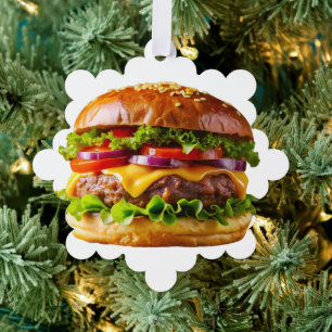 SlipperyJoe's appetitlicher Cheeseburger knusprig Ornament Karte