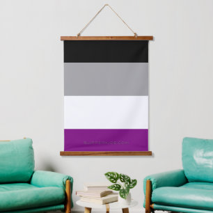 SlipperyJoe's asexuelle Flagge betont Inklusion Wandteppich Mit Holzrahmen