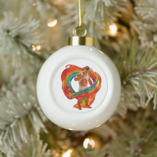 SlipperyJoe's auffallend moderne, Pride-themed mas Keramik Kugel-Ornament