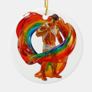 SlipperyJoe's auffallende moderne Pride-themed mas Keramik Ornament